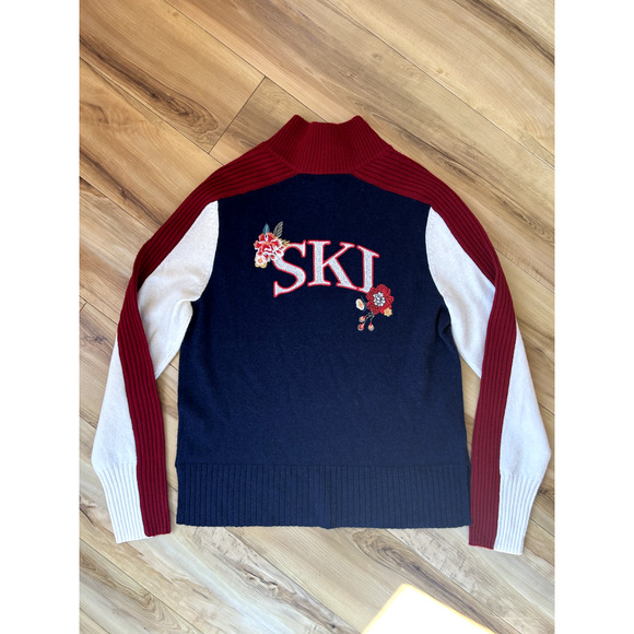 Johnny Was Ski Quarter Zip Sweater Wool Cashmere Embroidered Pullover Size S NWT - Picture 2 of 11